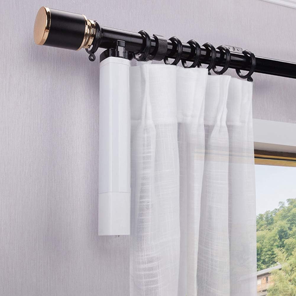 Motorized Curtain Rod System (Black) | Independent curtain control, optional Tuya smart motor for app and voice
