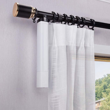 Motorized Curtain Rod System (Black) | Independent curtain control, optional Tuya smart motor for app and voice