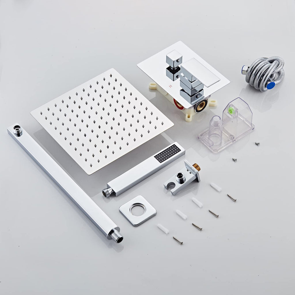 Shower Faucet Set 12 Inch, Polished Chrome Shower System