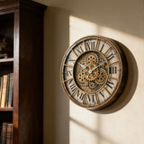 18 Inch Wall Clock with Moving Gears, Oversized Large Industrial Steampunk Decoration