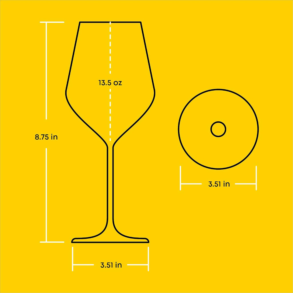 Layla White Wine Glasses, Set of 4 Italian Glasses, 13.5 oz Clear - Made in Europe