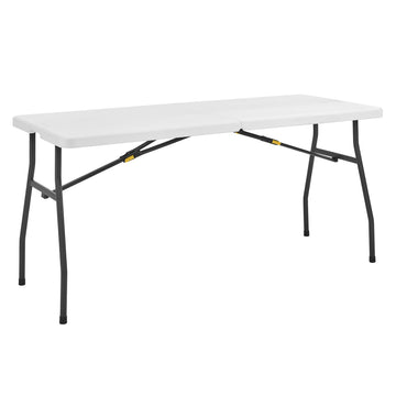 5ft Half Folding Table, Portable Tables for Dining Parties Card Picnic Camping, White