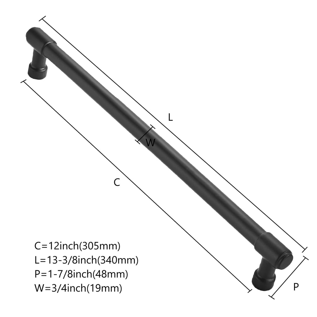 Solid Heavy Duty Jasper Pull Matte Black Appliance Pulls 12 Inch Cabinet Pulls Extra Long Kitchen Cabinet Handles