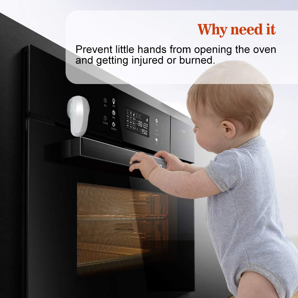 Child Safety Heat-Resistant Oven Door Lock, Oven Front Lock for Kids Easy to Install, Use Adhesive,No Screws or Drill