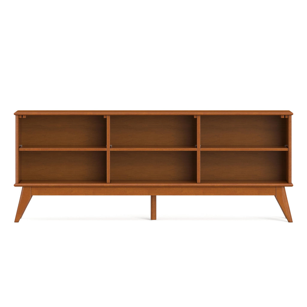Draper 30" Tall Solid Wood 6-Shelf Bookcase in Teak Brown