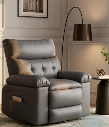 Oversized 27" Recliner Chairs, Classic Manual Leather Recliner