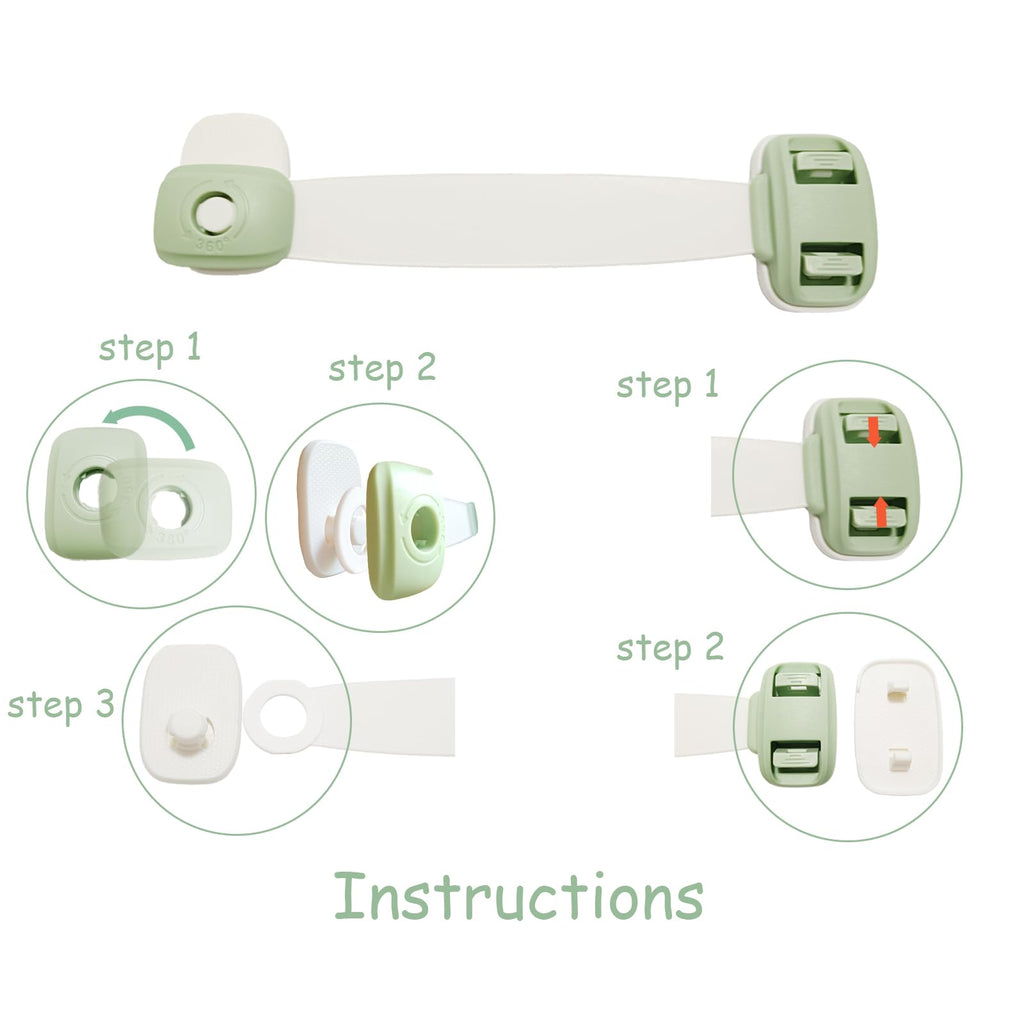 5 PCS 3M Adhesive Straps Safety Locks for Cabinet Latches, Drawers, Fridge, Dishwasher, Toilet Seat, Cupboard
