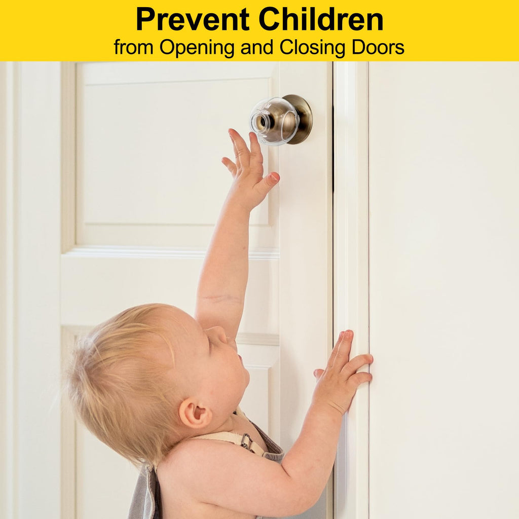 Clear Door Knob Safety Cover for Kids, 4 Pack Child Proof Door Knob Covers