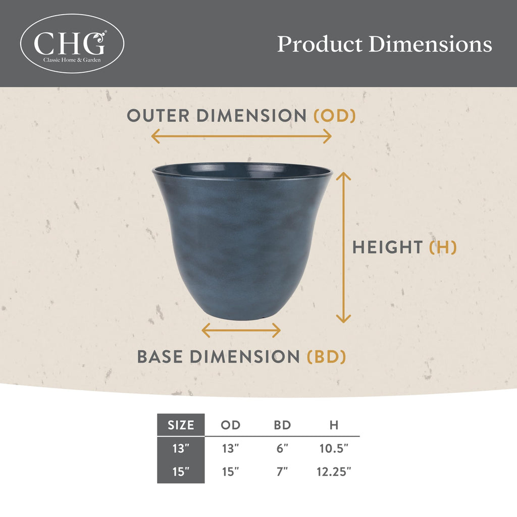 Honeysuckle Resin Planter, Durable Garden Pot, 15" Stone