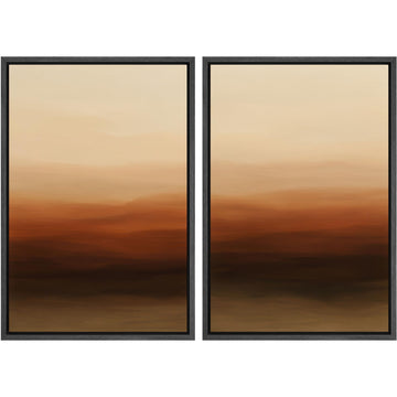 Framed Canvas Print Wall Art Set Abstract Warm Desert Sunset Gradient Abstract Illustration Modern Art Decorative