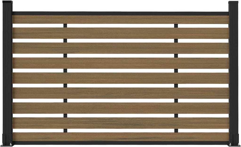 Outdoor Privacy Fence WPC, AC Unit Air Conditioner Screen 3.8 FT(H) x 6 FT(W) Trash Can with Aluminum Alloy Post