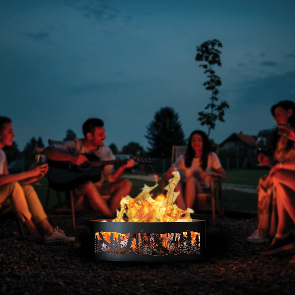 PD Metals Soaring Eagle Unpainted 12 in. Tall 30 in. Diameter Outdoor Fire Ring with Fire Poker - 30 x