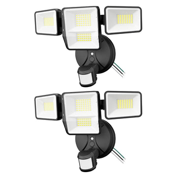 70W Security Lights Outdoor, 4-Head LED Motion Sensor Flood Light, 6500K Daylight, IP65 Waterproof, 3 Modes