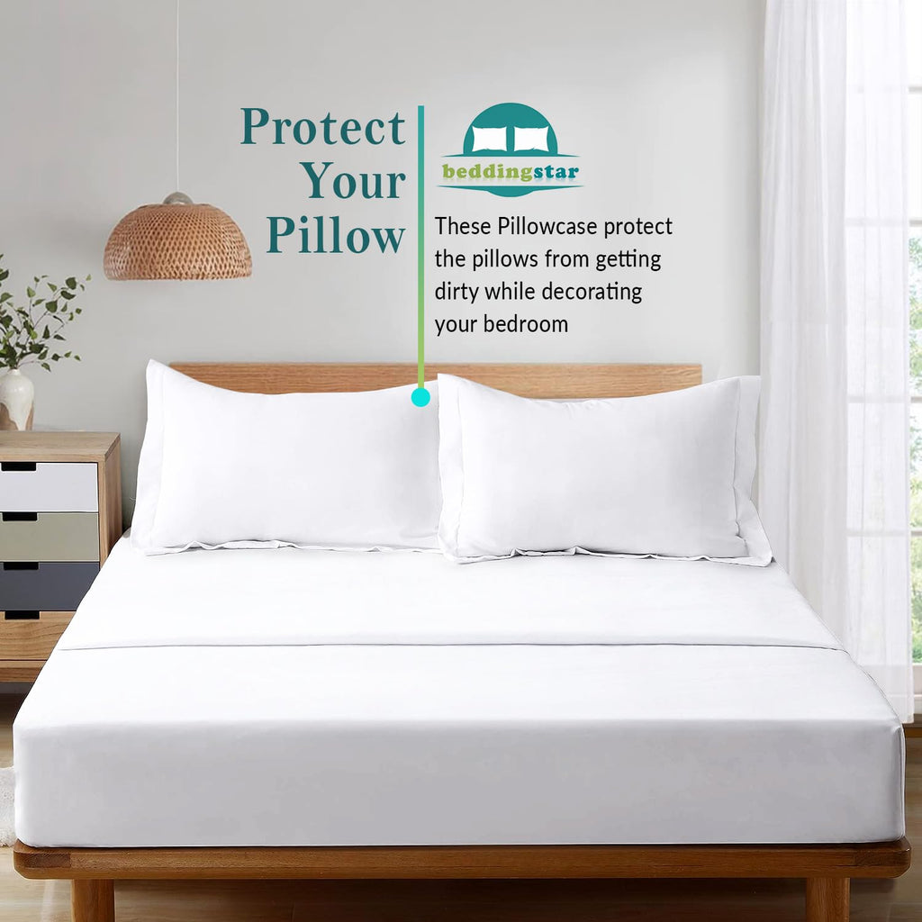 King Pillow Shams 20x36 Set of 2 White 600 TC 100% Egyptian Cotton