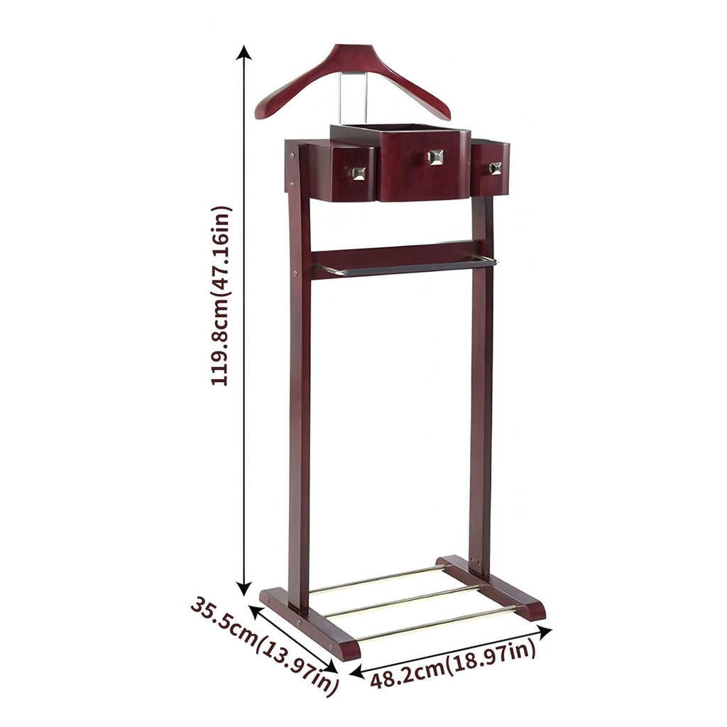 Mens Valet Stand With Top Tray Non-Slip Trouser Bar Clothes Valet Suit Stand Freestanding Clothes Rack Entryway
