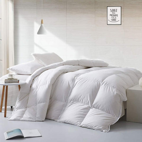 Lightweight All-Season Down Feather Fibers Comforter Queen/Full Duvet Insert for Hot Sleepers/Warm W