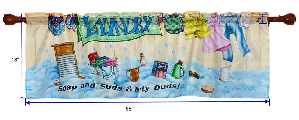 Colorful Soap and Suds Laundry Decorative Valance 58 x 18 Inches