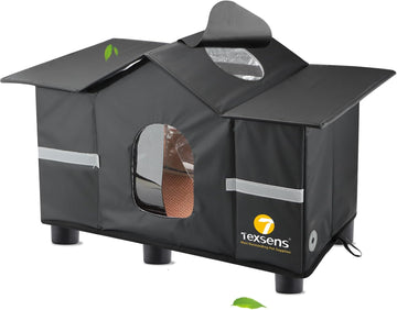 Outdoor Cat House - Weatherproof Large Cat Shelter for Outside with Roof Window- Insulated Elevated House