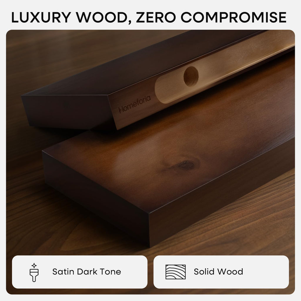 36 Inch Floating Shelves, High-End Solid Pine Wood, Set of 2