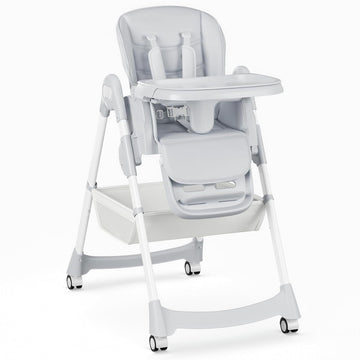 Baby High Chair, Foldable Convertible High Chair for Babies & Toddlers, Adjustable Height & Recline with Removable