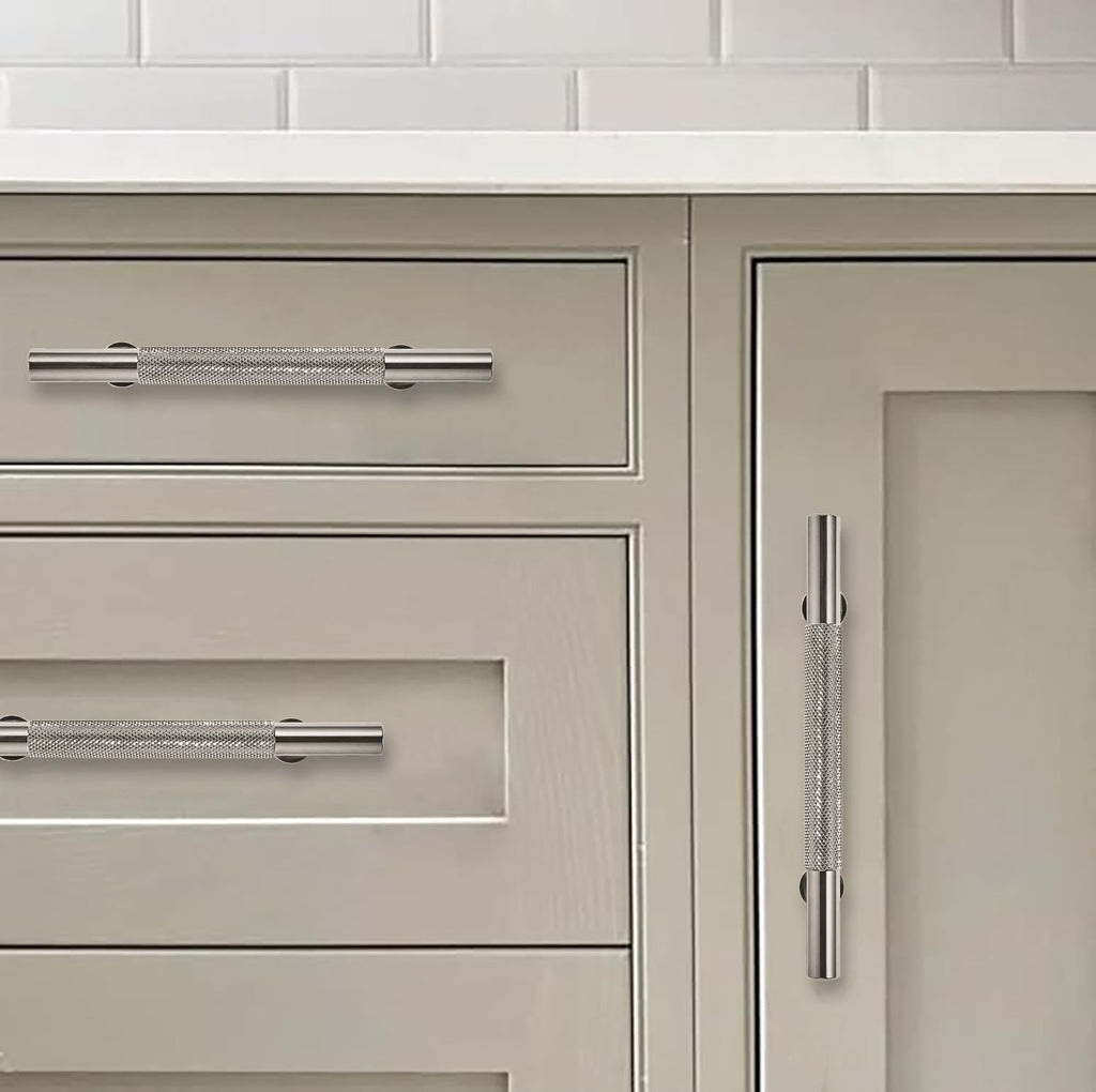 15 Inch(381mm) Soild Knurled Appliance Pulls Polished Nickel Cabinet Pulls Drawer Pulls Kitchen Hardware