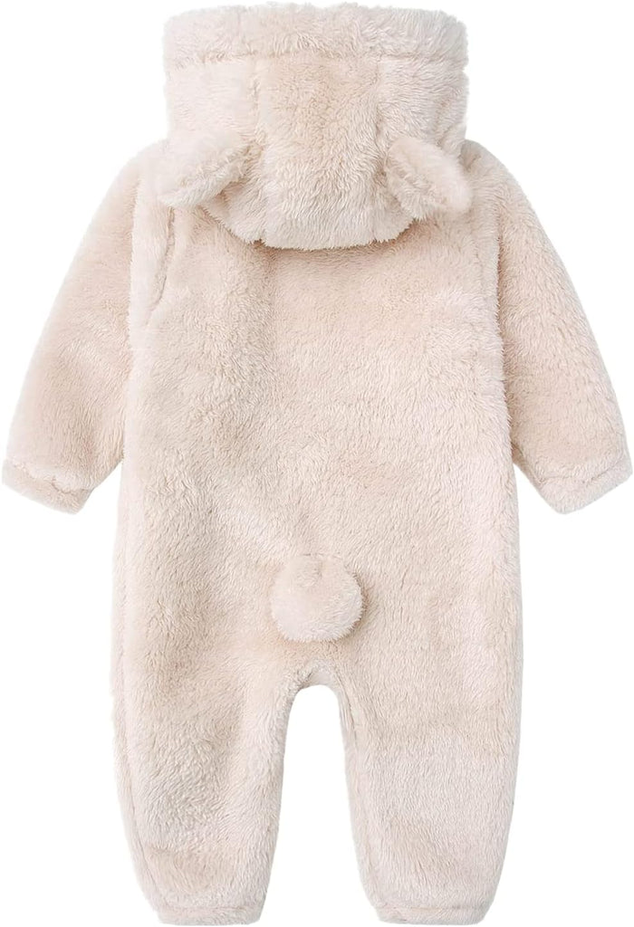 Baby Snowsuit Bear Ear Hooded Jumpsuit Fleece Romper Zipper Winter Coat Outfits