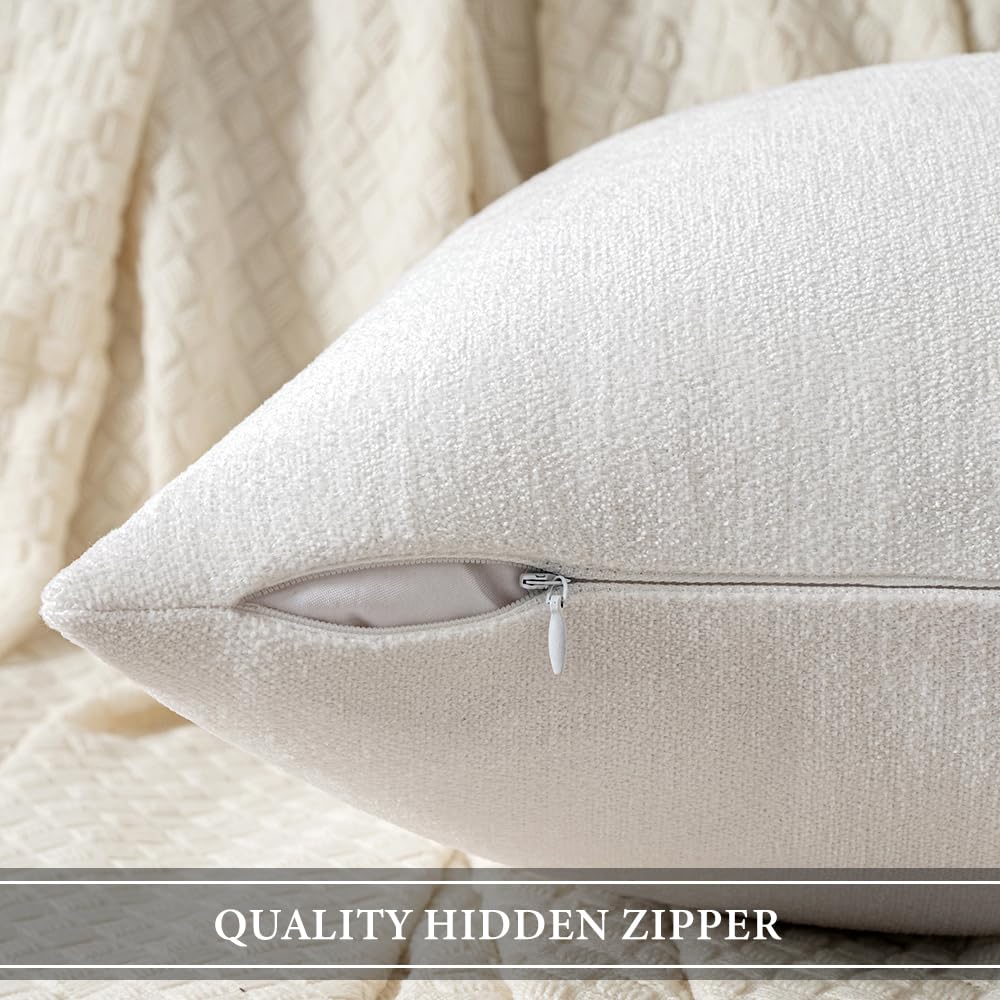 Pack of 2 Pure White Decorative Pillow Covers 20x20 Inch