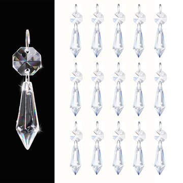 Premium Clear Crystal Glass Drops 2.4" -Multi Purpose Bluk Crystal Beads Hanging Prisms for Holiday Party/Home/Window