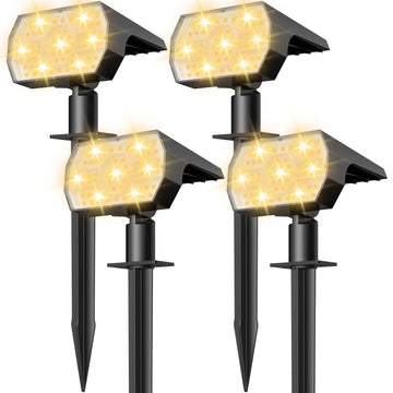 Solar Lights Outdoor Waterproof - 4 Pack (Warm White)