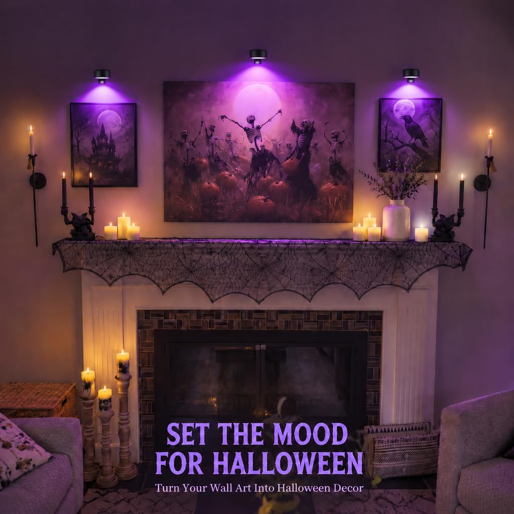 Picture Lights for Wall, 2000mAh Rechargeable Battery Magnetic Poster Lights with 3 Color Temps & 12 RGB, Remote
