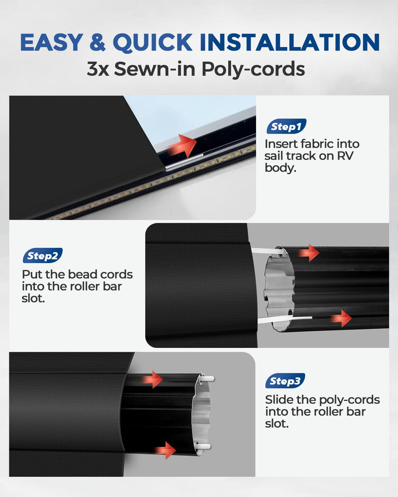 RV Awning Fabric Replacement(15'2" Fabric) Upgrade 19.5oz Heavy Duty Vinyl RV Replacement Awning, Universal RV Canopy