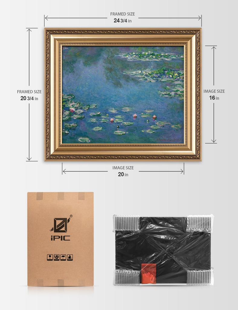 Monet Water Lilies Wall Art Framed, 1906, Image Size 20x16 in