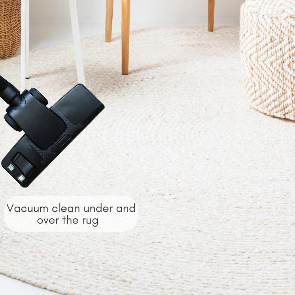 Handwoven Jute Area Rug - Off-White Round Rustic Vintage Braided Reversible Rug - Eco Friendly Rug - Kitchen - Living