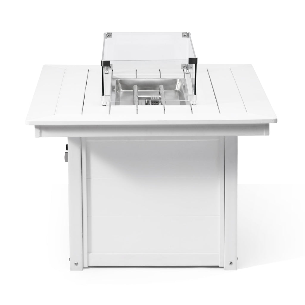 46" Modern Outdoor 55, 000 BTUPatio Backyard Rectangular Gas Propane Deck Fire Pit Table (Rocks Not Included), White
