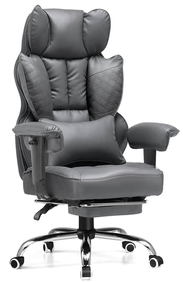 Big and Tall Gaming Chair 400lbs Heavy Duty Office Chair with Foot Rest & Ergonomic Pocket Spring Lumbar Support