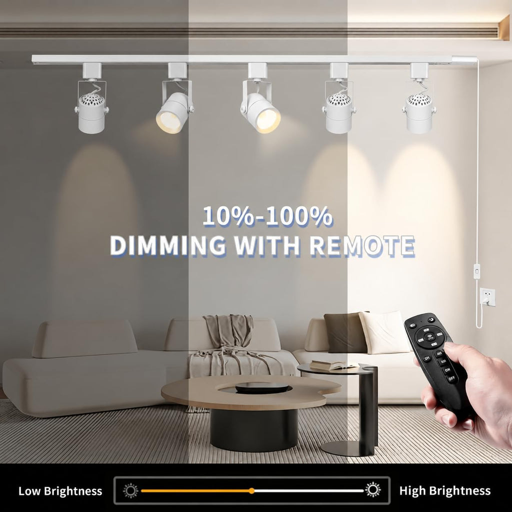 Plug in Track Lighting with Power Cord, 8-Light LED Track Lighting Kit with 6.6FT H Type Track Lighting Rails, Modern