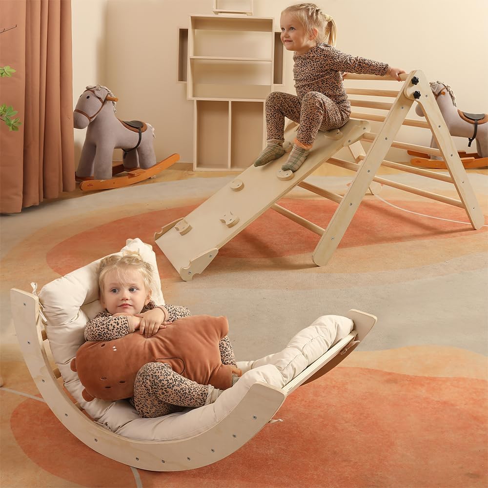 Triangle Set with Cushion Large, 5 in 1 Toddler Climbing Toys Indoor