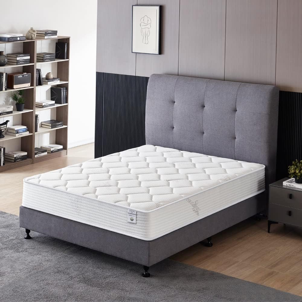 California King Mattress 10 Inches White - Medium Firm Pocket Coil Hybrid Mattress Tight Top High Density Foam
