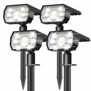 Solar Lights Outdoor Waterproof - 4 Pack (Cool White)