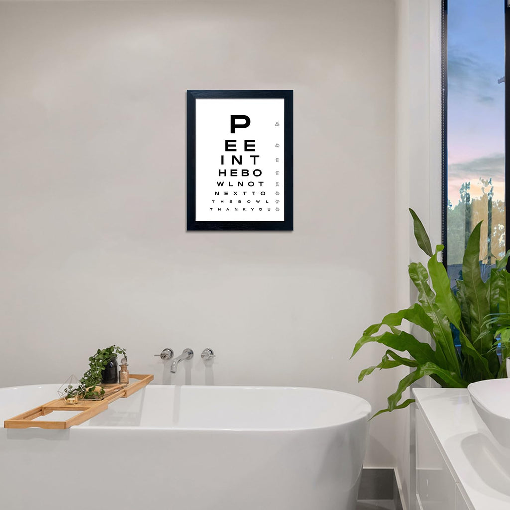 Framed Funny Bathroom Signs Black and White Bathroom Wall Art Eye Chart Painting Humor Canvas Print Poster Fun Toilet