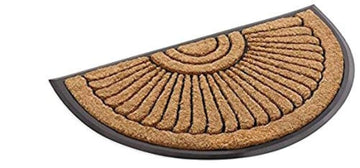 Sunburst Half Round Coco Coir Doormat, 24" x 39" - Natural Fiber Semi-Circle Welcome Mat with Non-Slip Rubber Backing