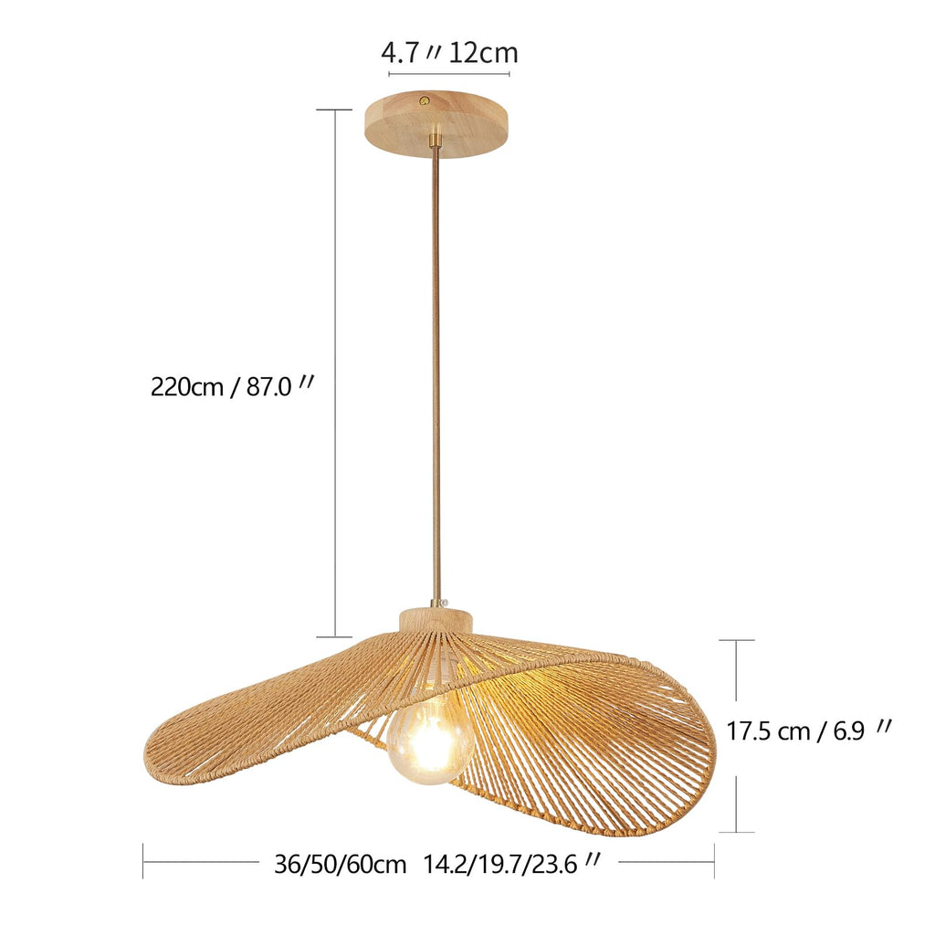 Rattan Hanging Lamp Boho Pendant Light Fixture Modern Style Hanging Light Bohia Natural Bamboo Handmade Hanging