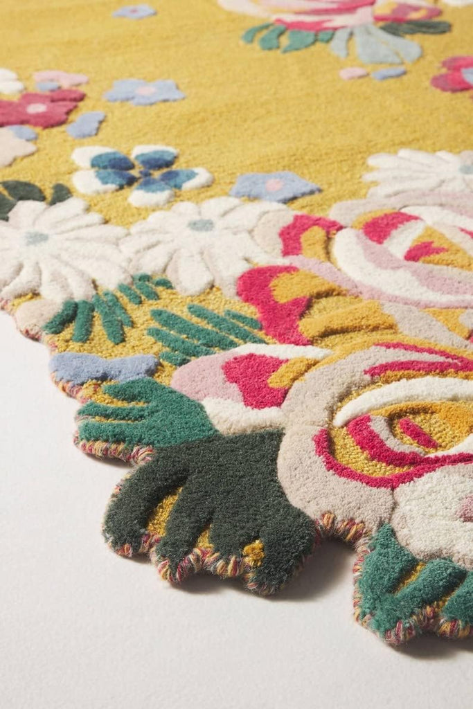 Hand Tufted Floral Area Rug, New Zealand Woolen