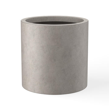9.8" Tall Cylinder Concrete Planter, Weathered Small Round Flower Pot