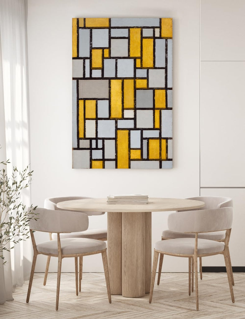 Large Mondrian Wall Art, Composition with Grid 1, 1918, Size 36x24 in