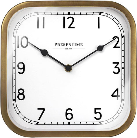 Presentime & Co 10" Anton Vintage Square Clock, Silent No Ticking, Wall & Mantel 2 in 1 Clock, Desk and Shelf Clock