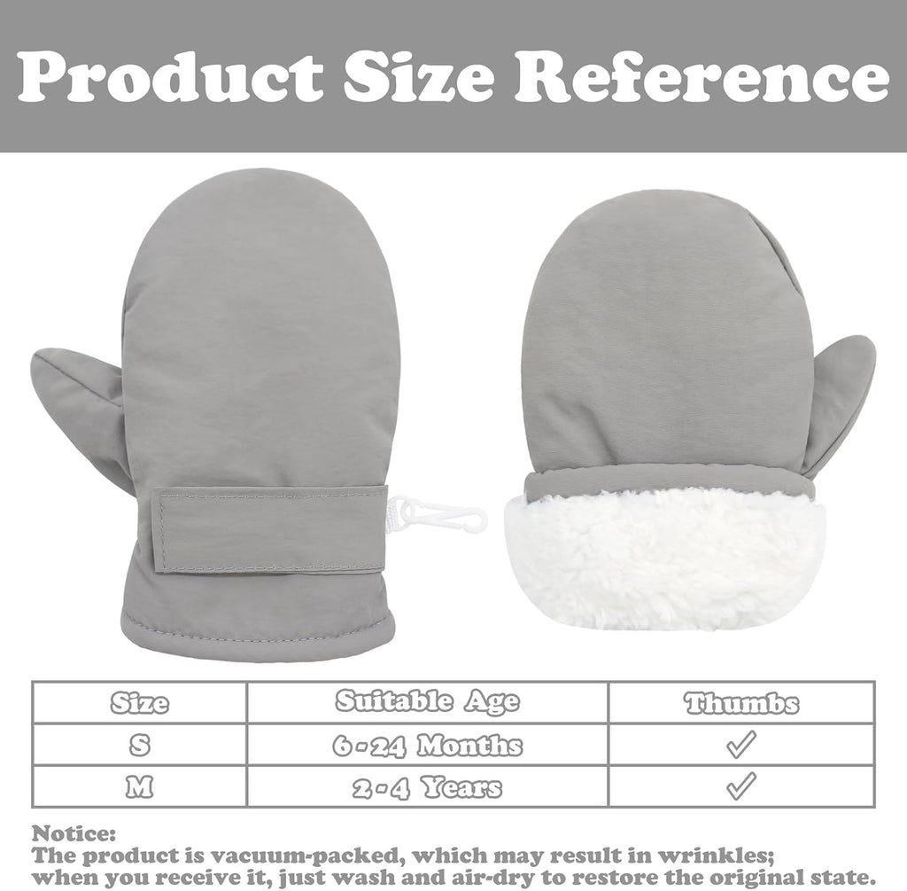 2 Pairs Toddler Gloves Waterproof Toddler Winter Mittens for Kids Snow Gloves Warm Baby Winter Mittens for Boys Girls