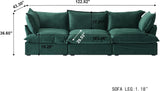 122.82" Cloud Sectional Couch for Living Room, Modular 3 Seats Sofas, Convertible Sectional Couches, Cushion Covers Removable, Two Corners and One Middle Sofa for Living Room (Green) A124-B0F1CH6HH4