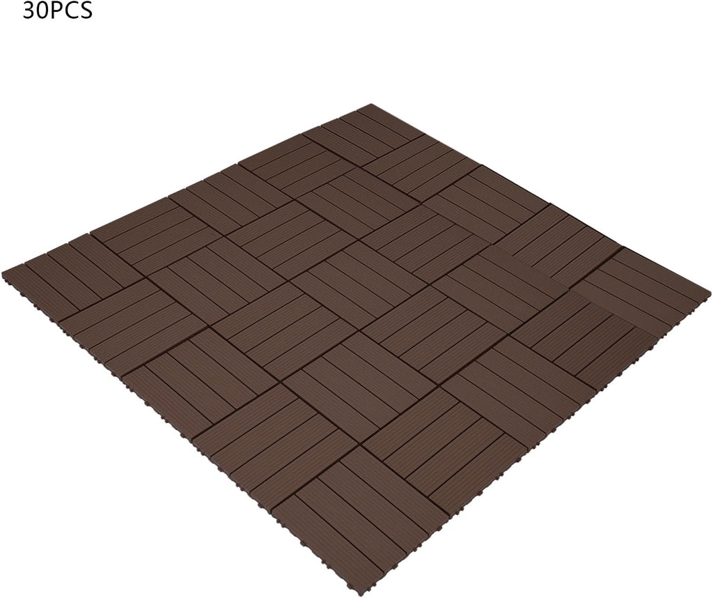 Interlocking Deck Tiles, 30Pcs 11.8"x11.8" Outdoor Water-Repellent Flooring Tiles Plastic Interlocking Patio Deck Tiles