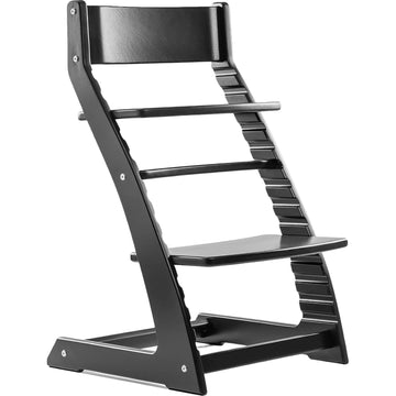 Modern Black Wooden High Chair | Adjustable Grow-with-Me Toddler Seat for Age 3 to 15 | Perfect for Minimalist &